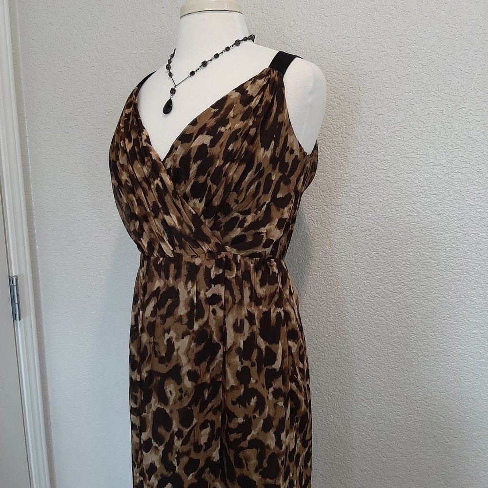 NWT Jones New York Cheetah Pattern Silk Midi Dress - Picture 4 of 14
